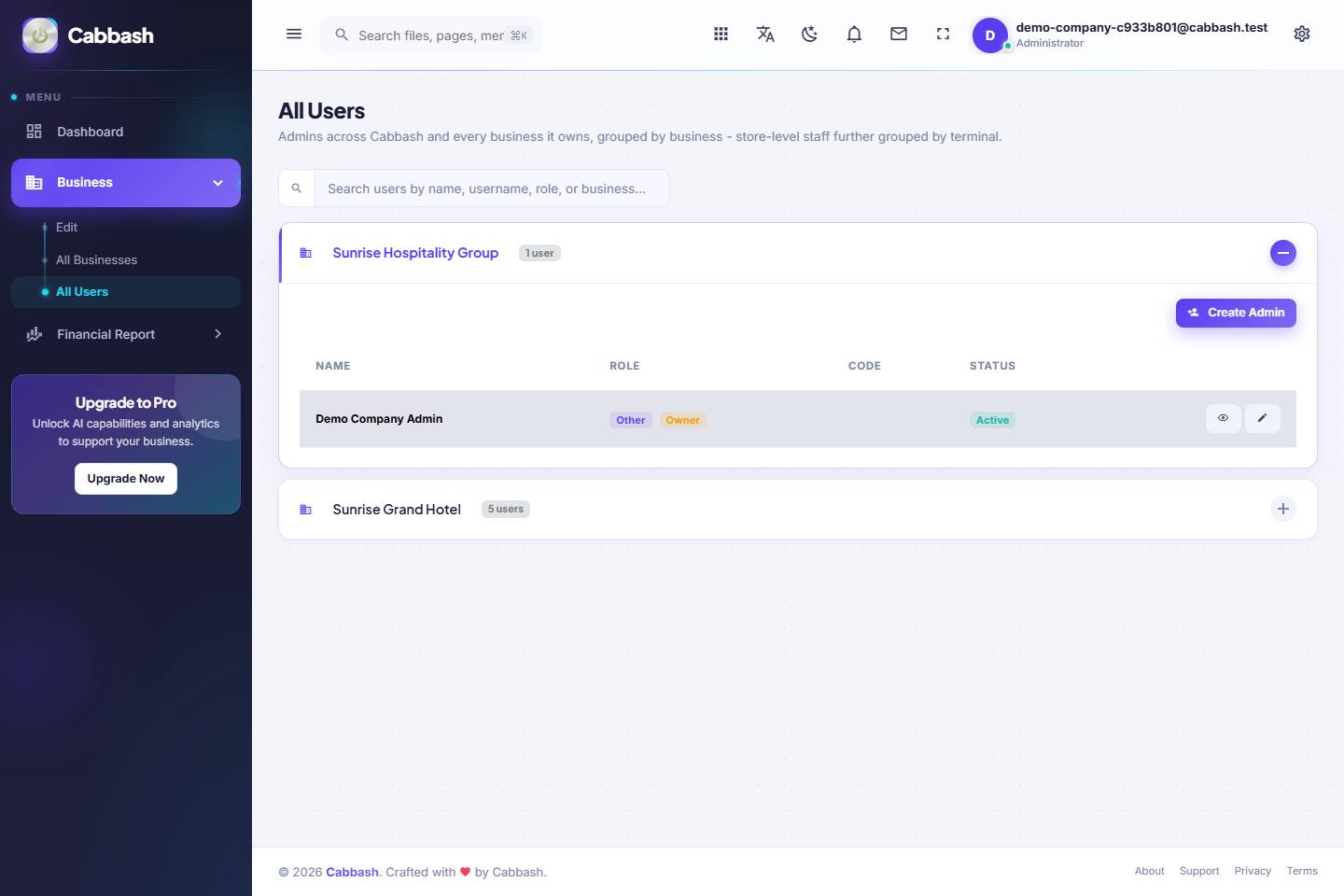 All Users screenshot