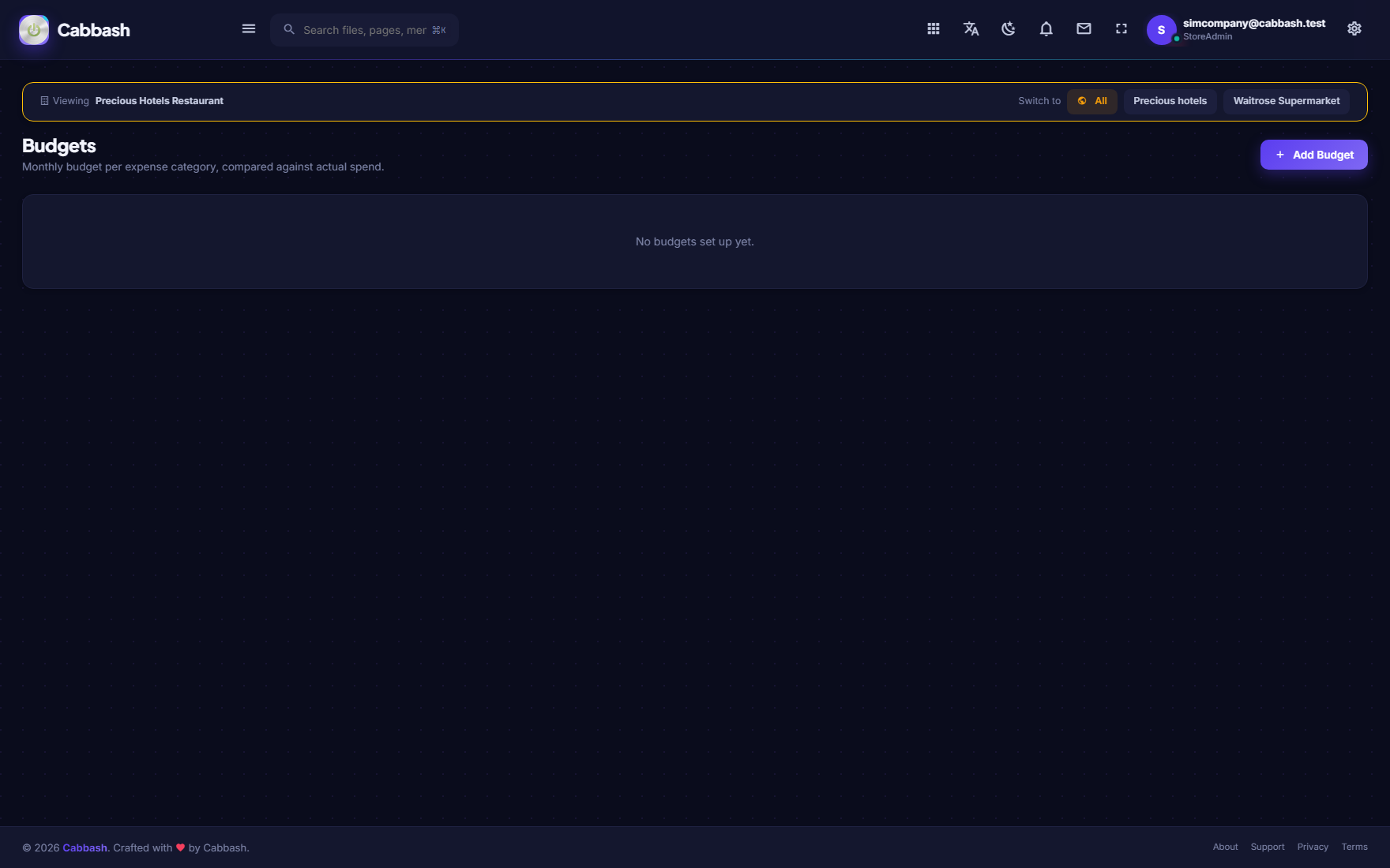 Budgets screenshot