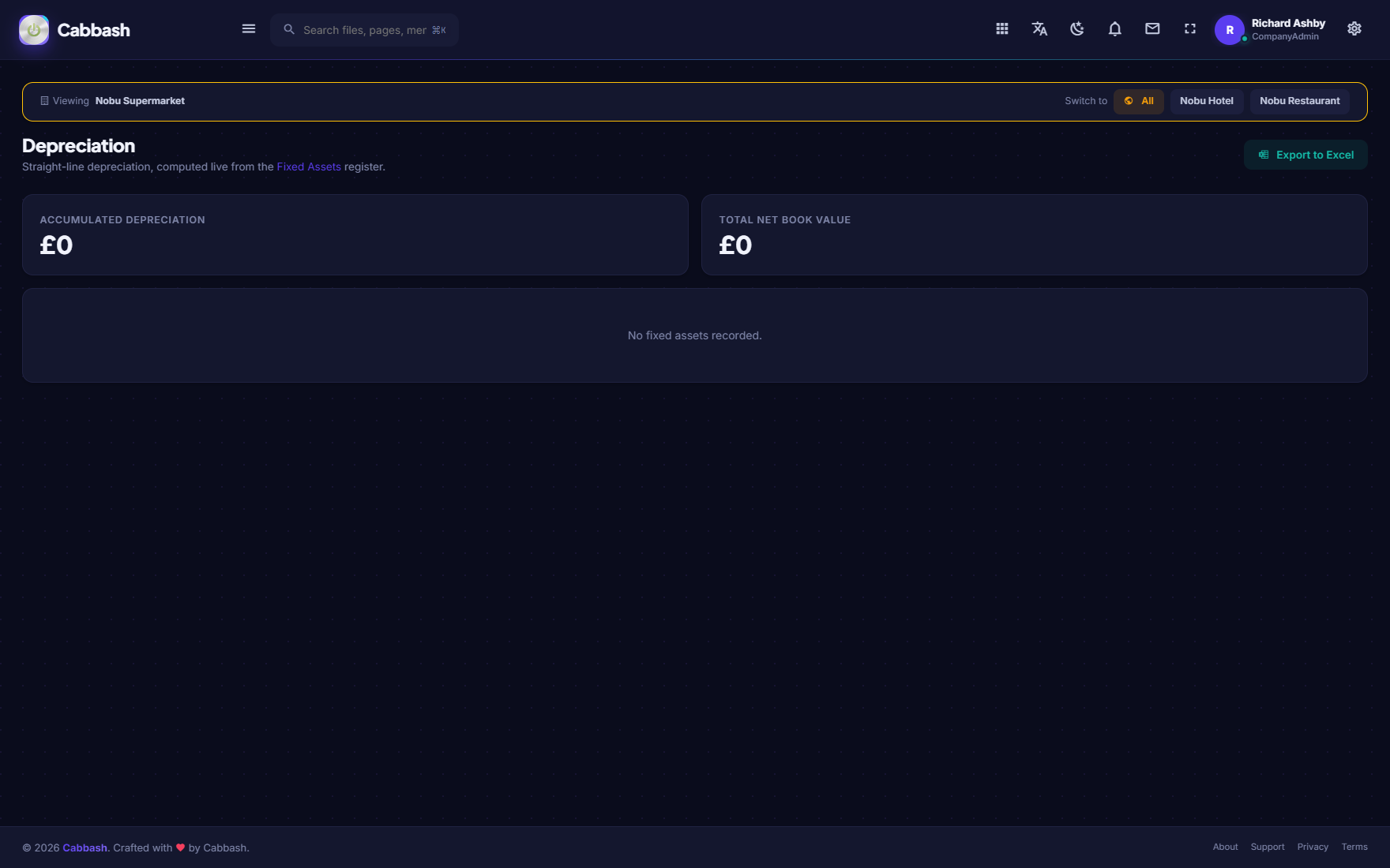 Depreciation screenshot