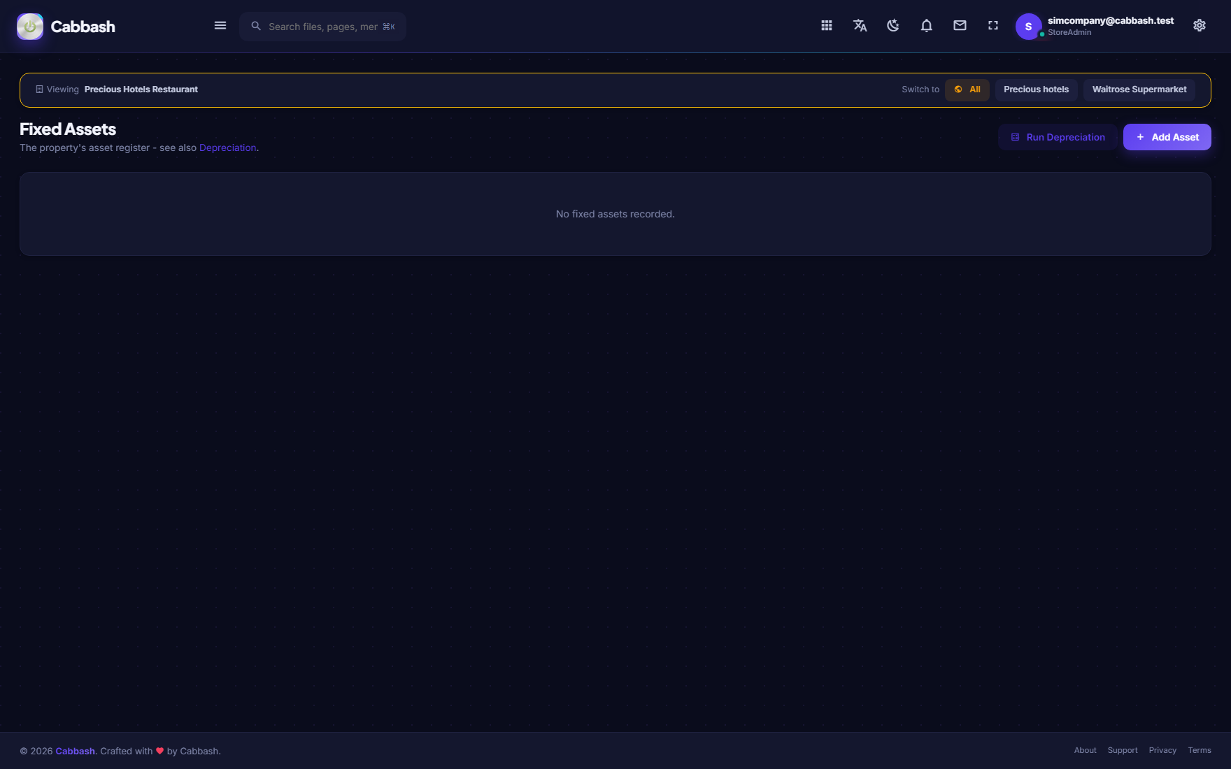 Fixed Assets screenshot