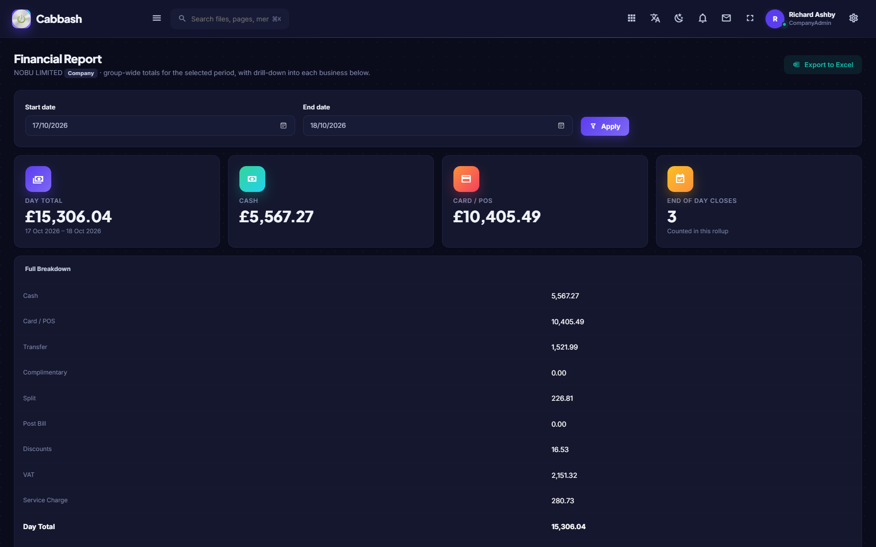 Financial Reporting screenshot