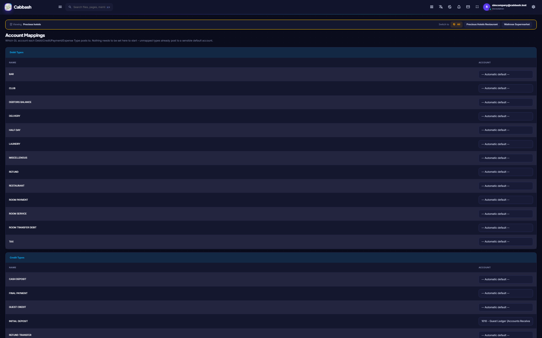 Account Mappings screenshot