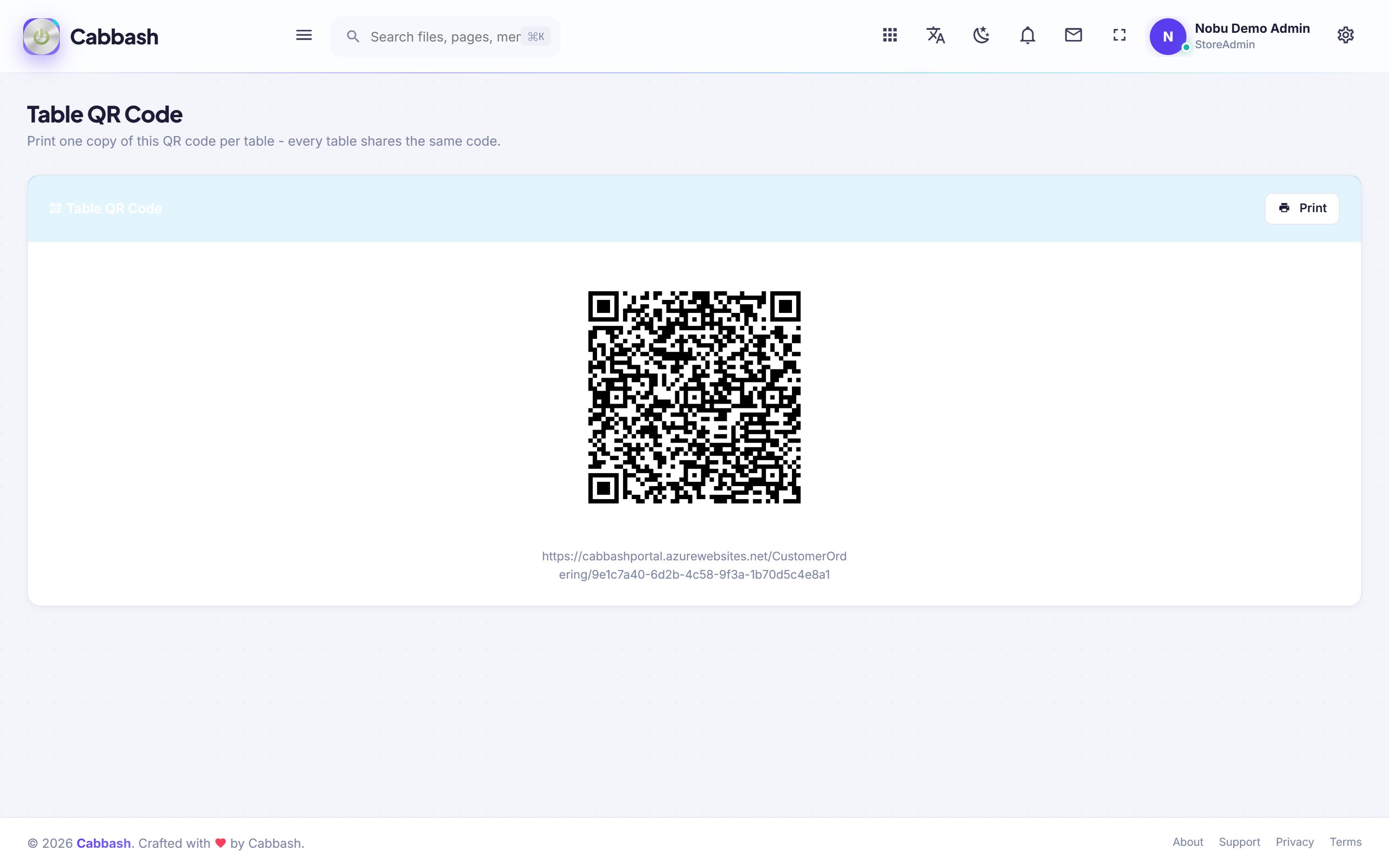 Table QR Code screenshot