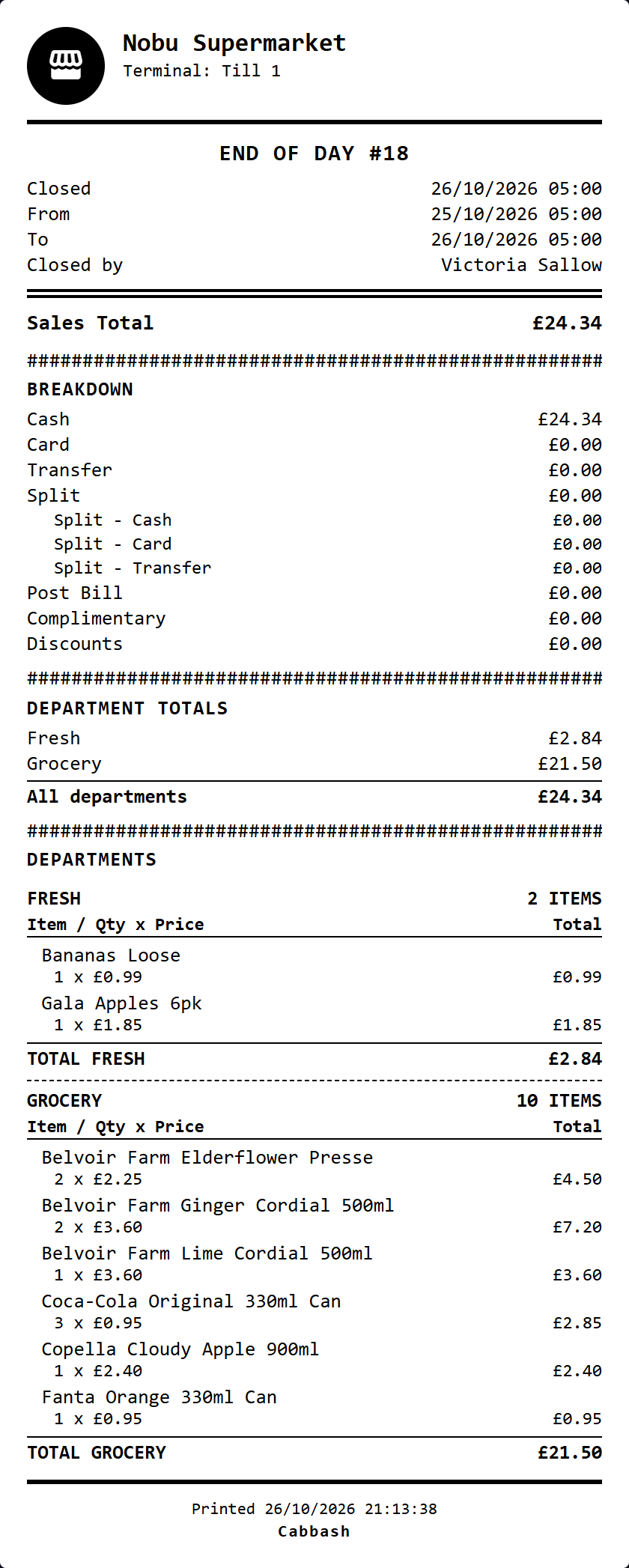 Print Accounts EOD screenshot