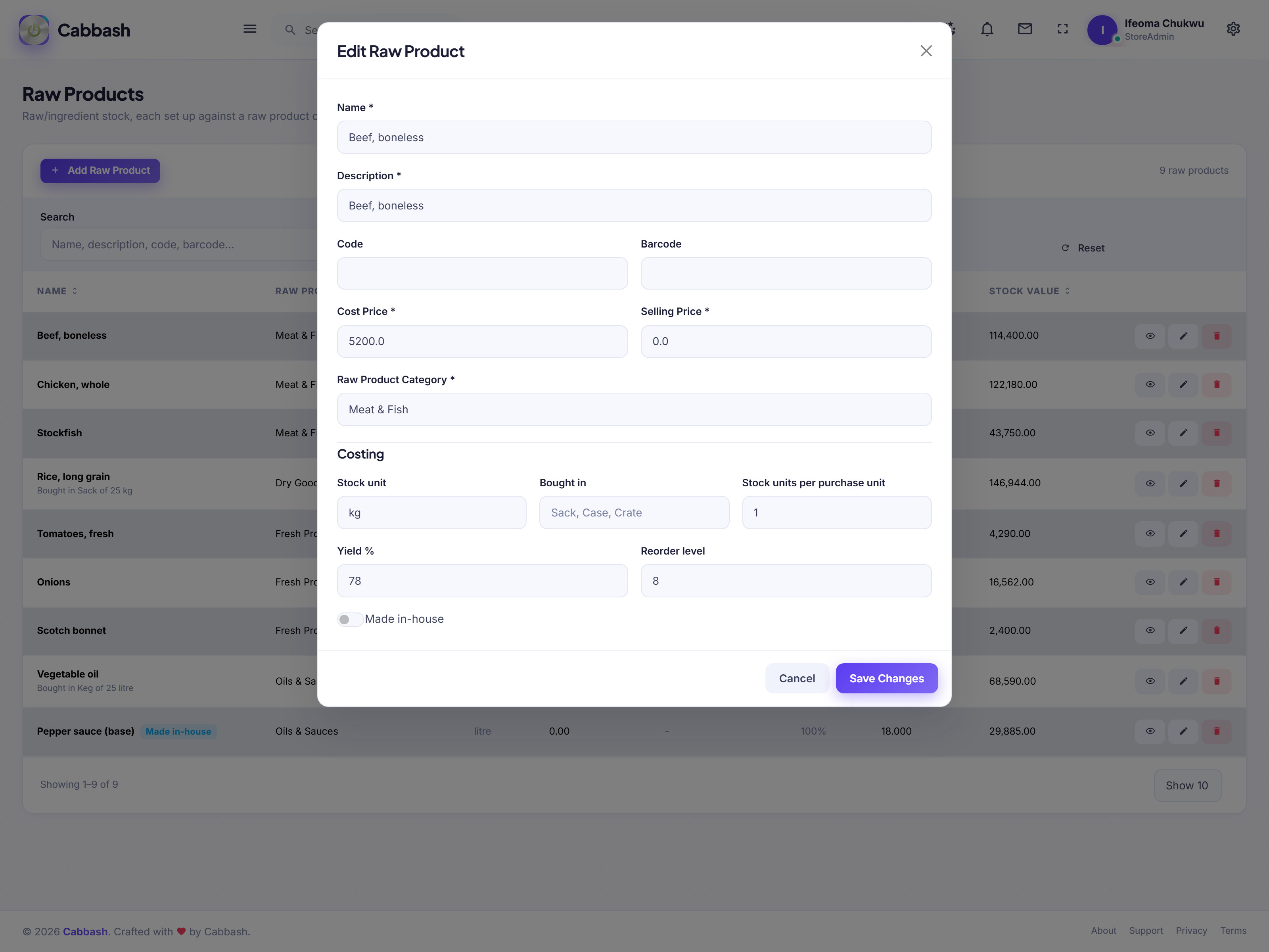 Setting An Ingredient Up screenshot