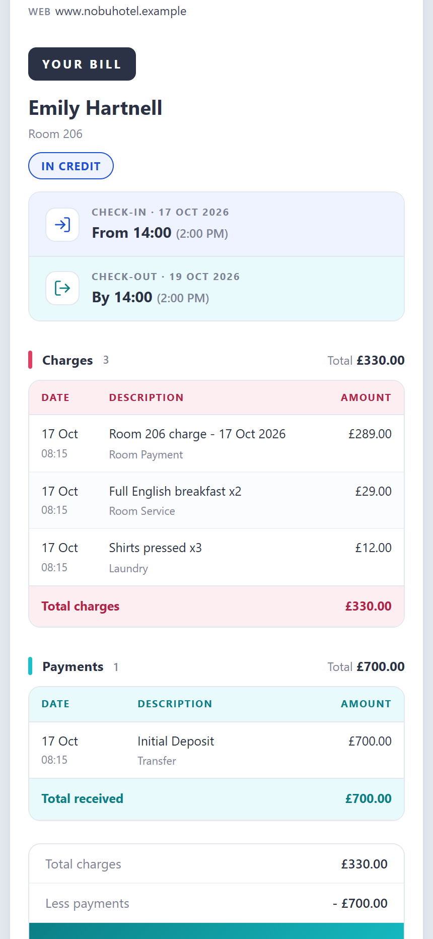 Your Bill screenshot