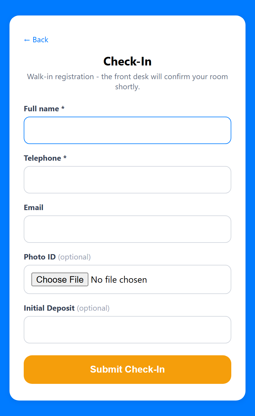 Self Check-In screenshot