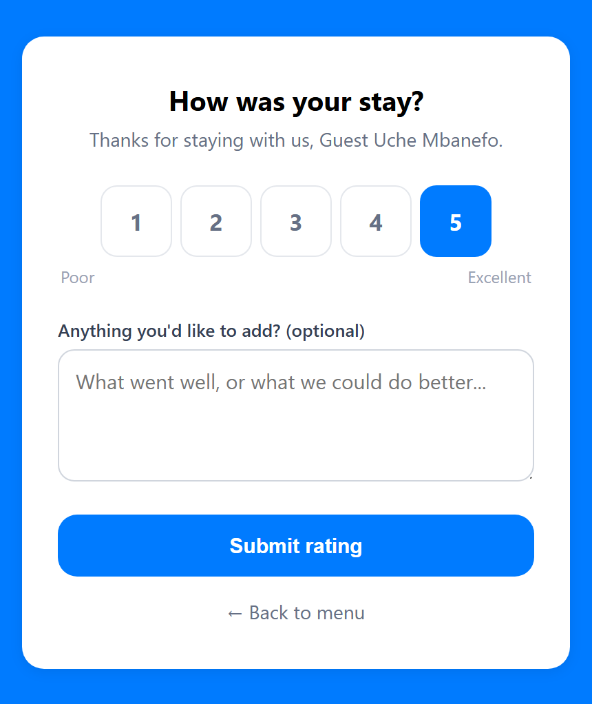 Rate Your Stay screenshot