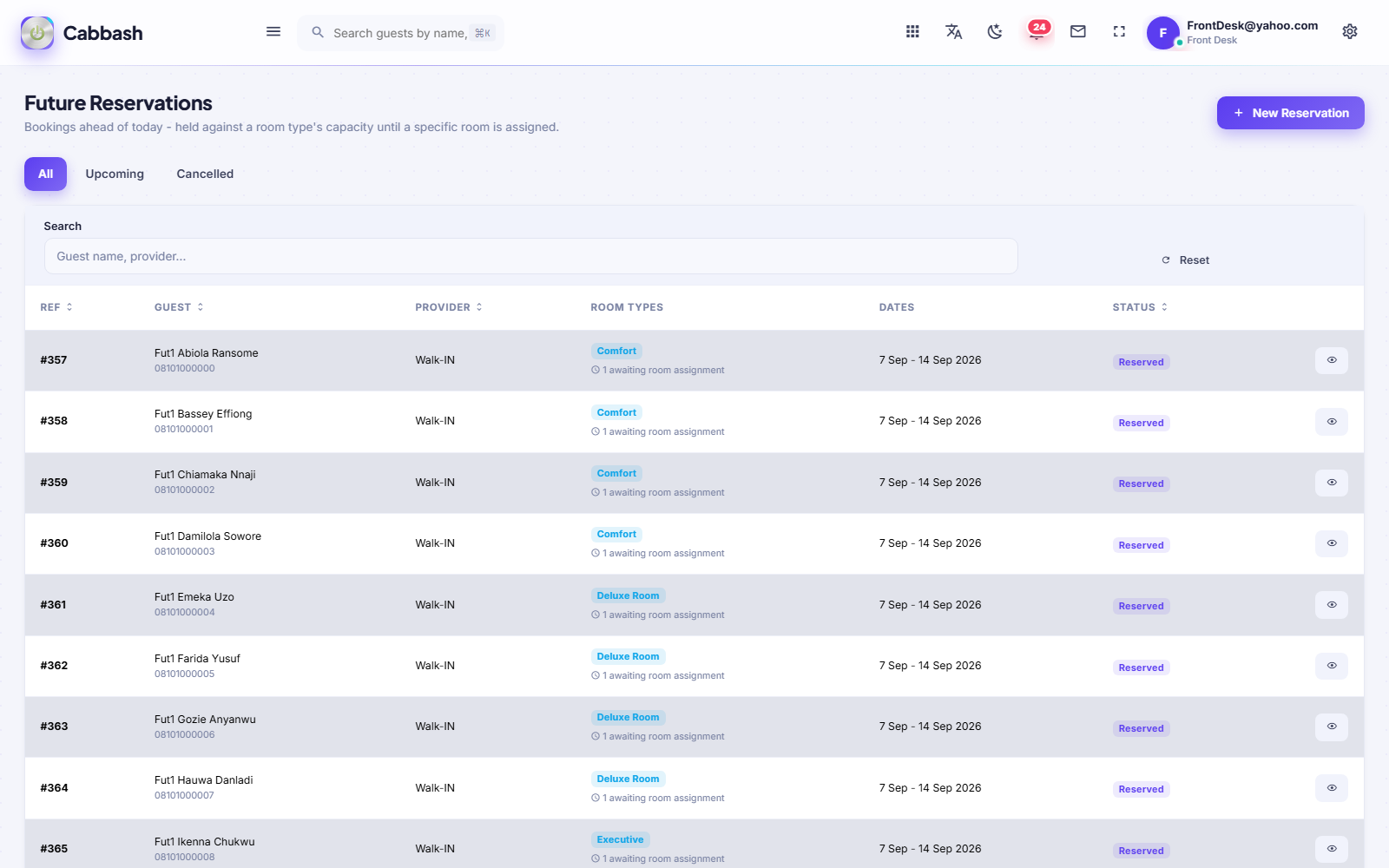 Future Reservations screenshot