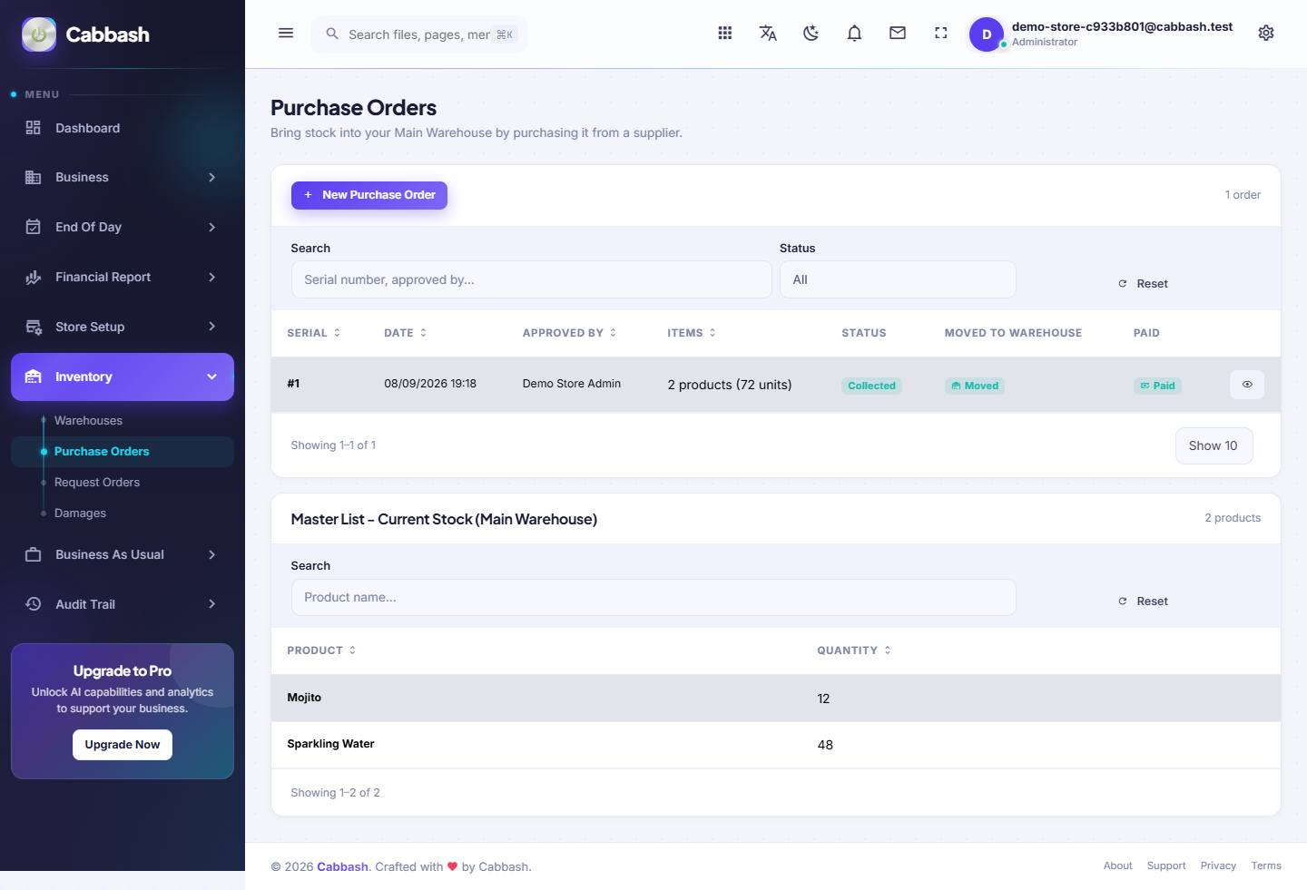 Purchase Orders screenshot