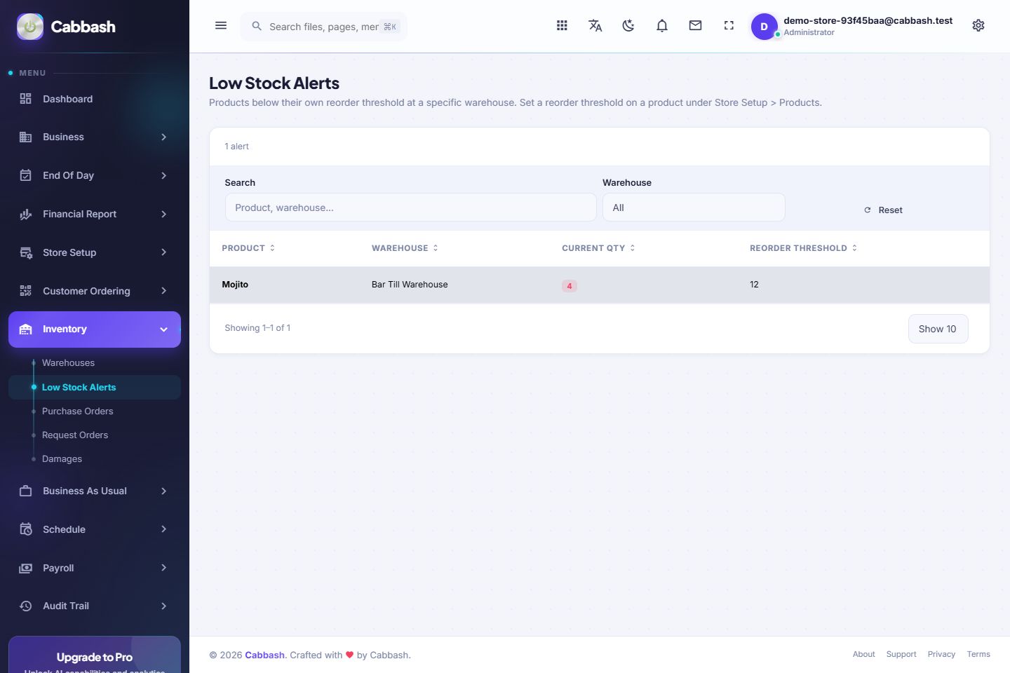 Low Stock Alerts screenshot