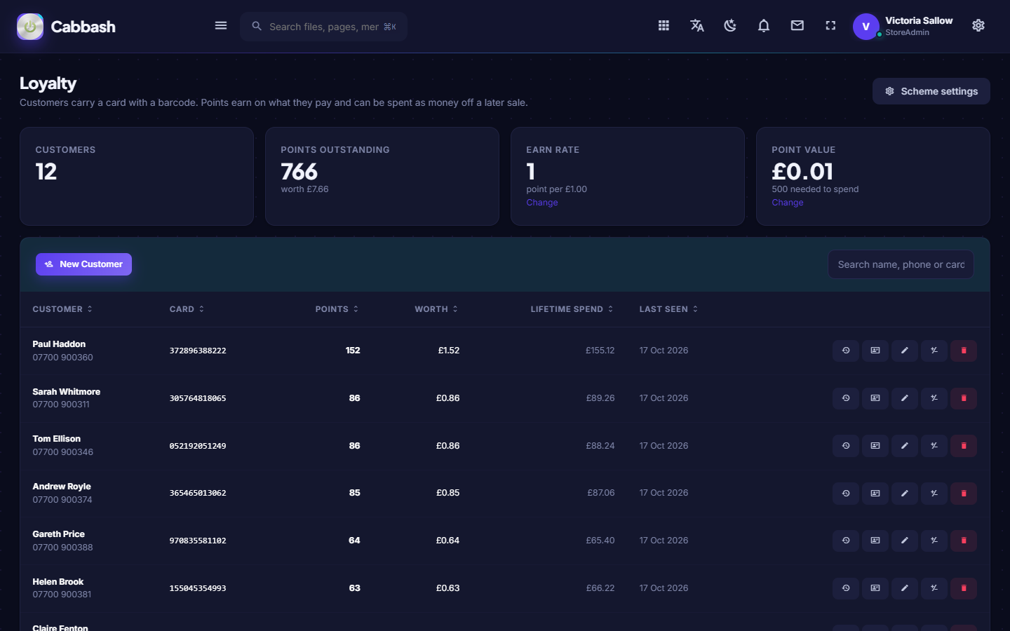 Loyalty Customers screenshot