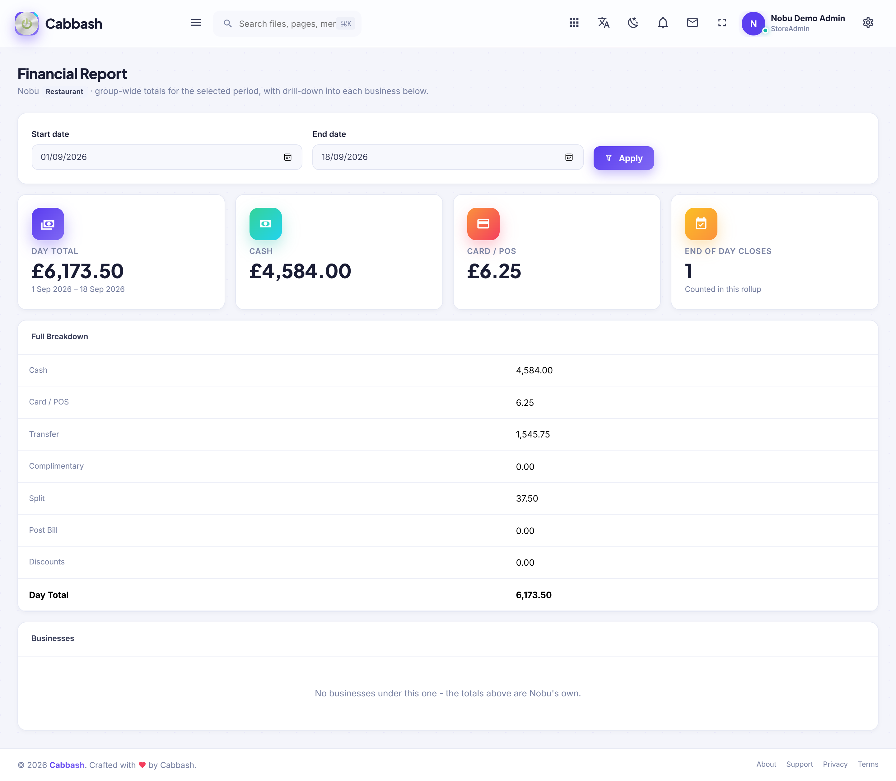 Financial Report screenshot