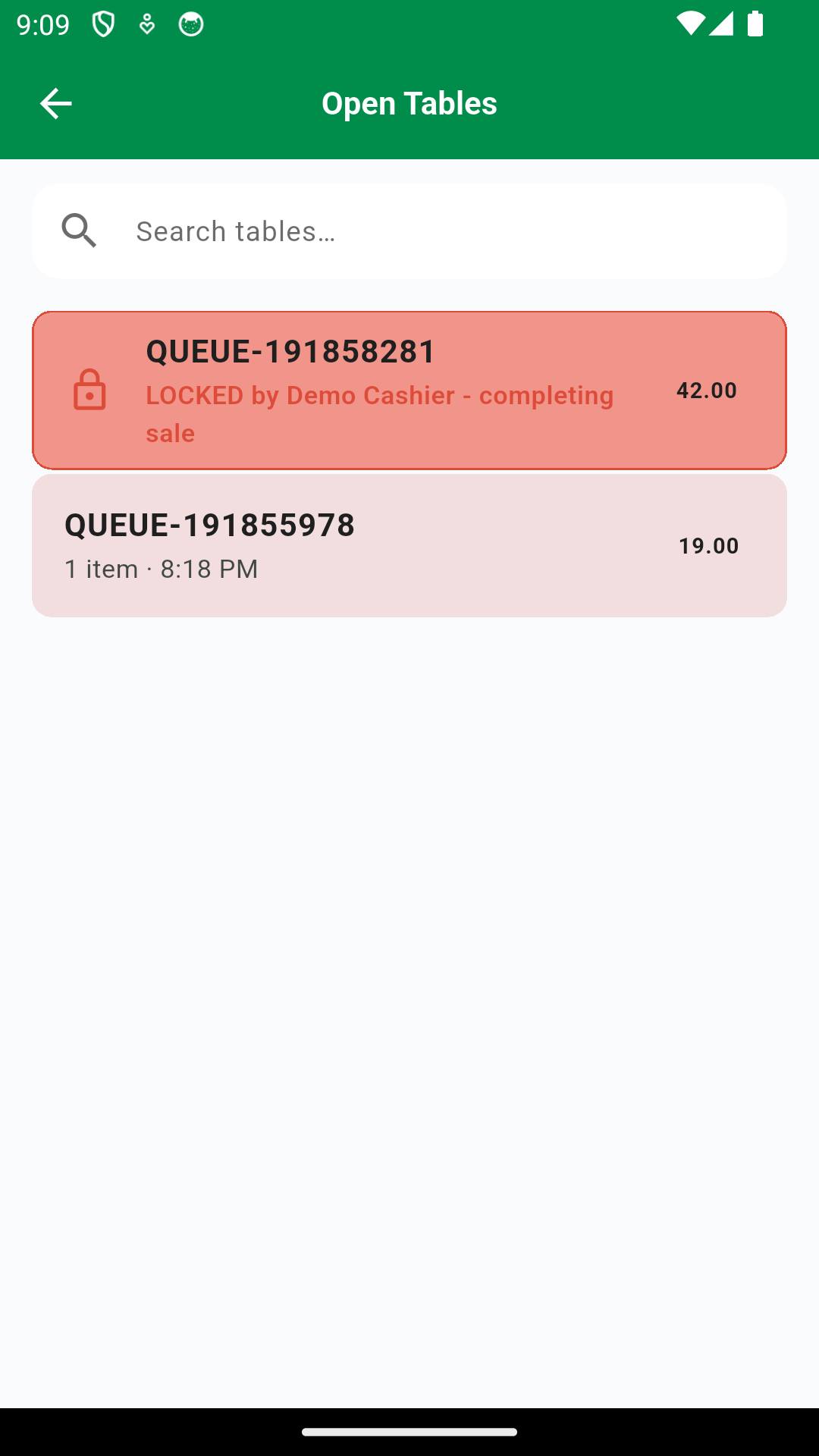 Open Tables screenshot