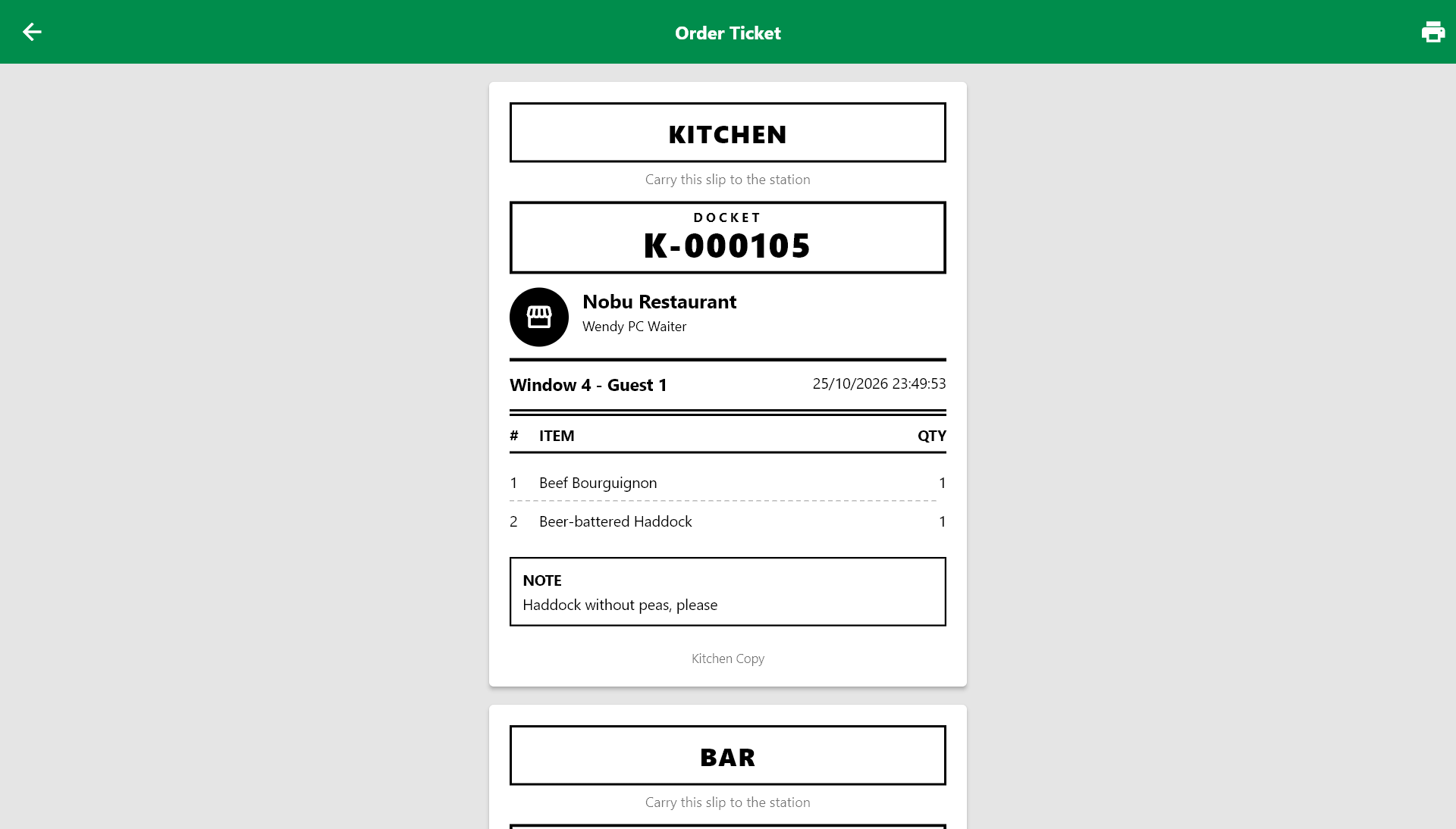 The Kitchen Docket screenshot