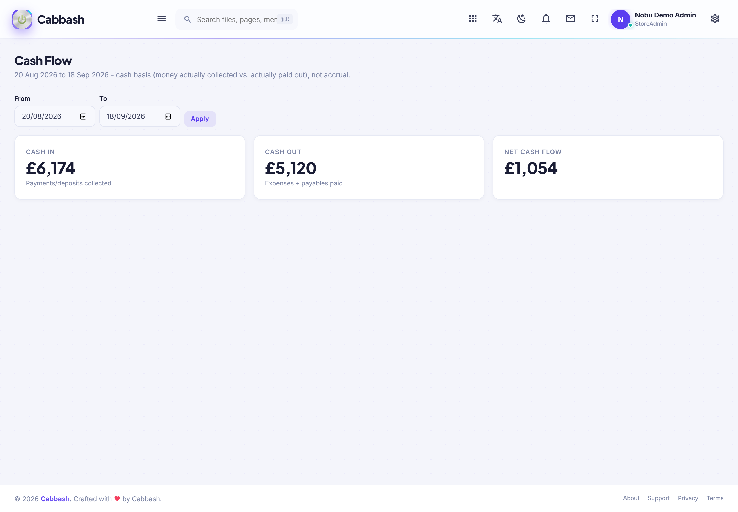 Cash Flow screenshot