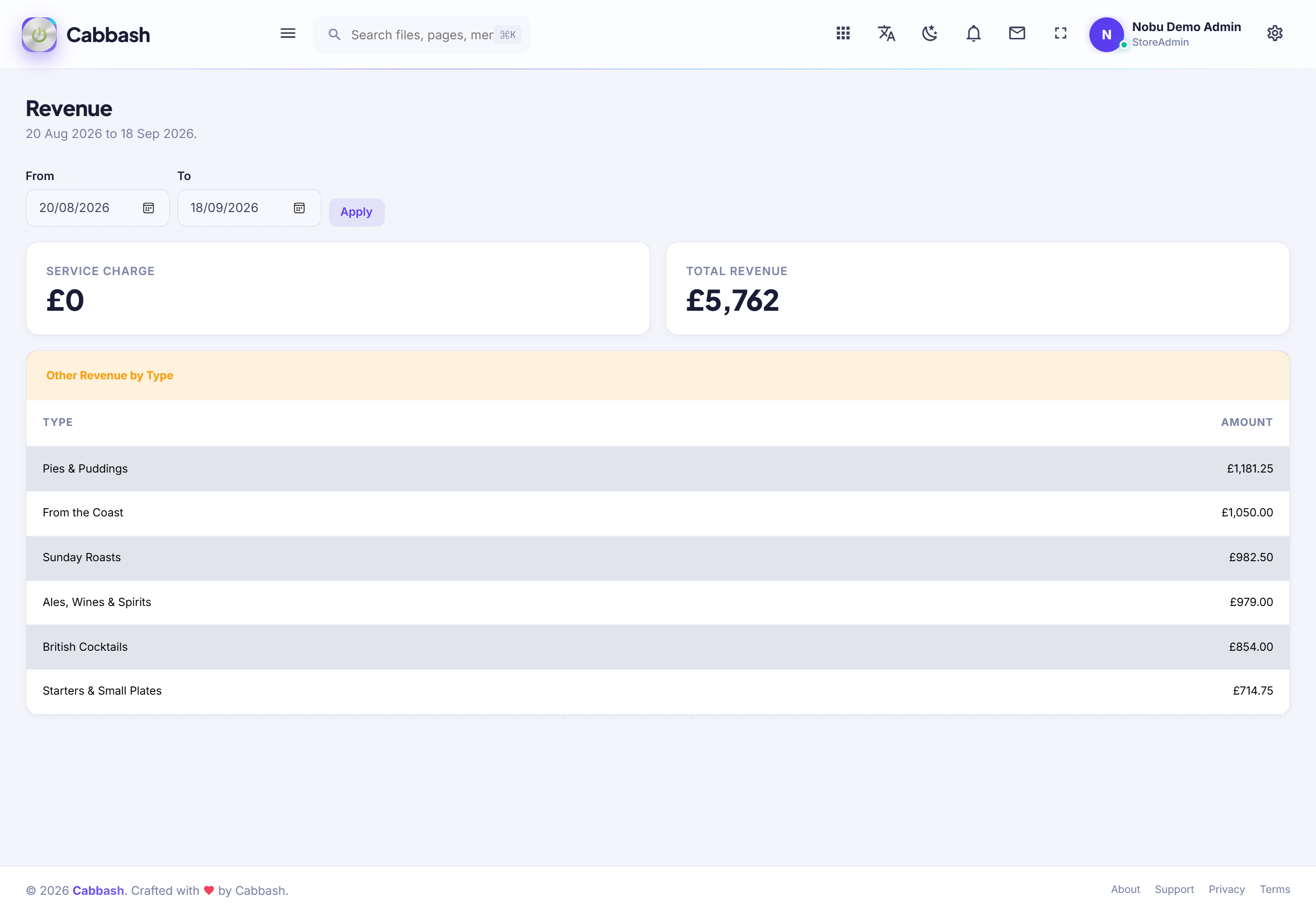 Revenue screenshot