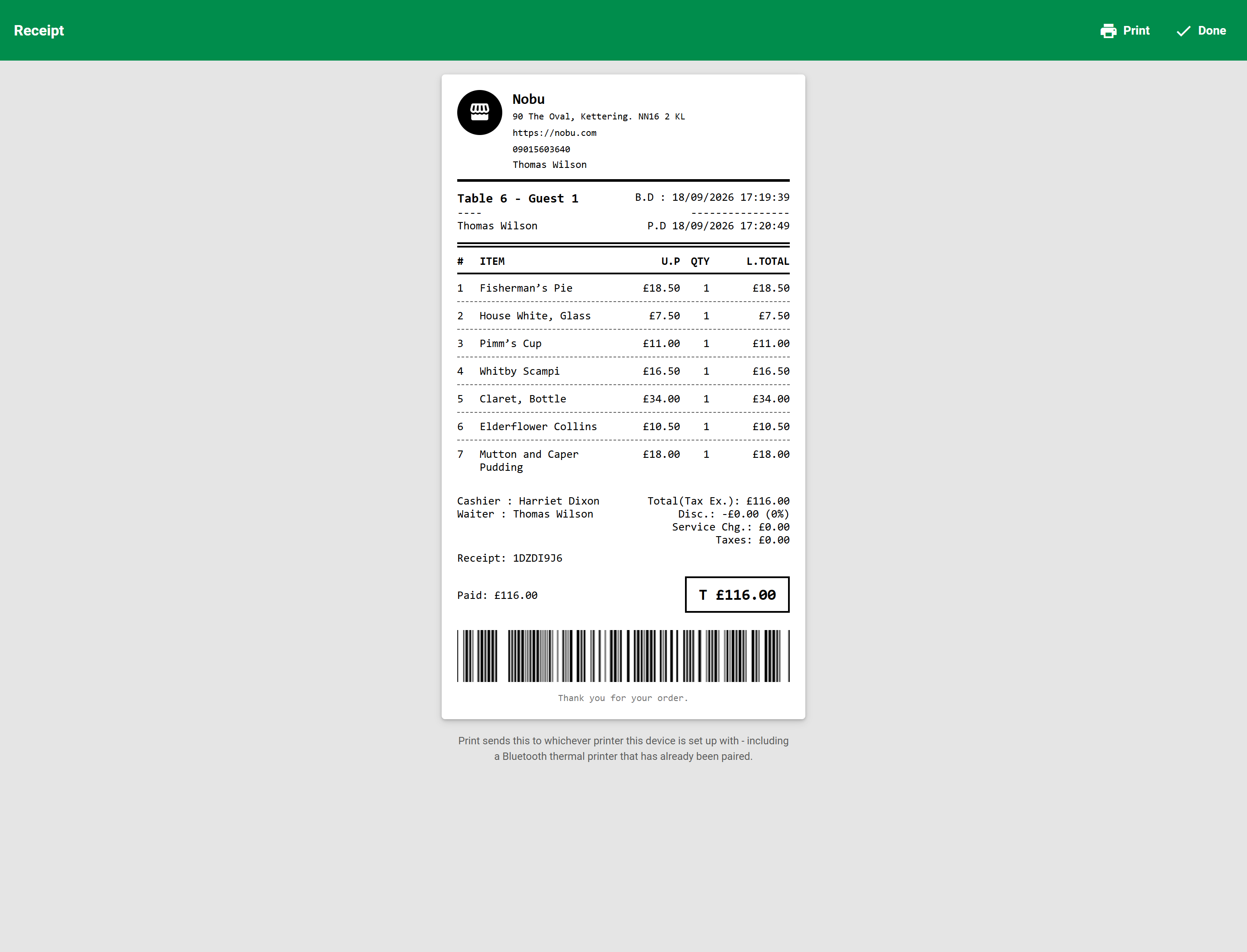 The Receipt screenshot