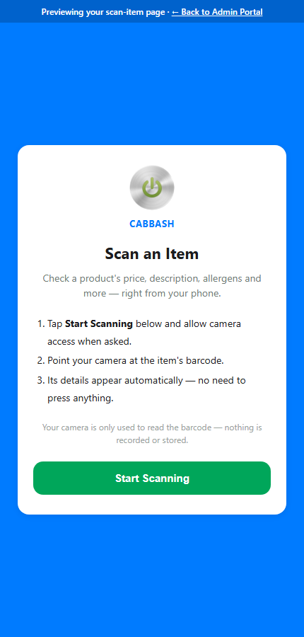 Scanning A Product screenshot