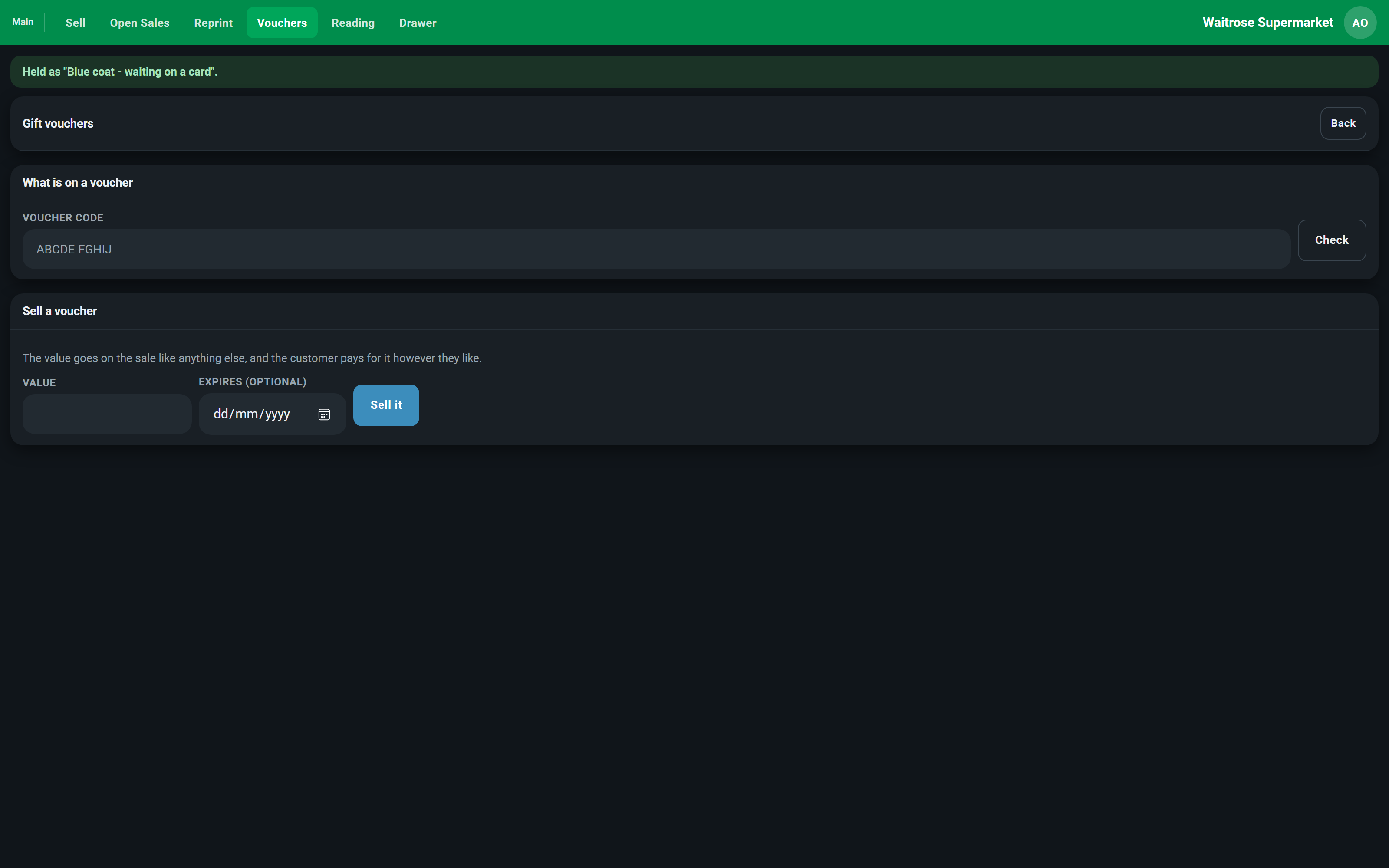 Gift Vouchers screenshot