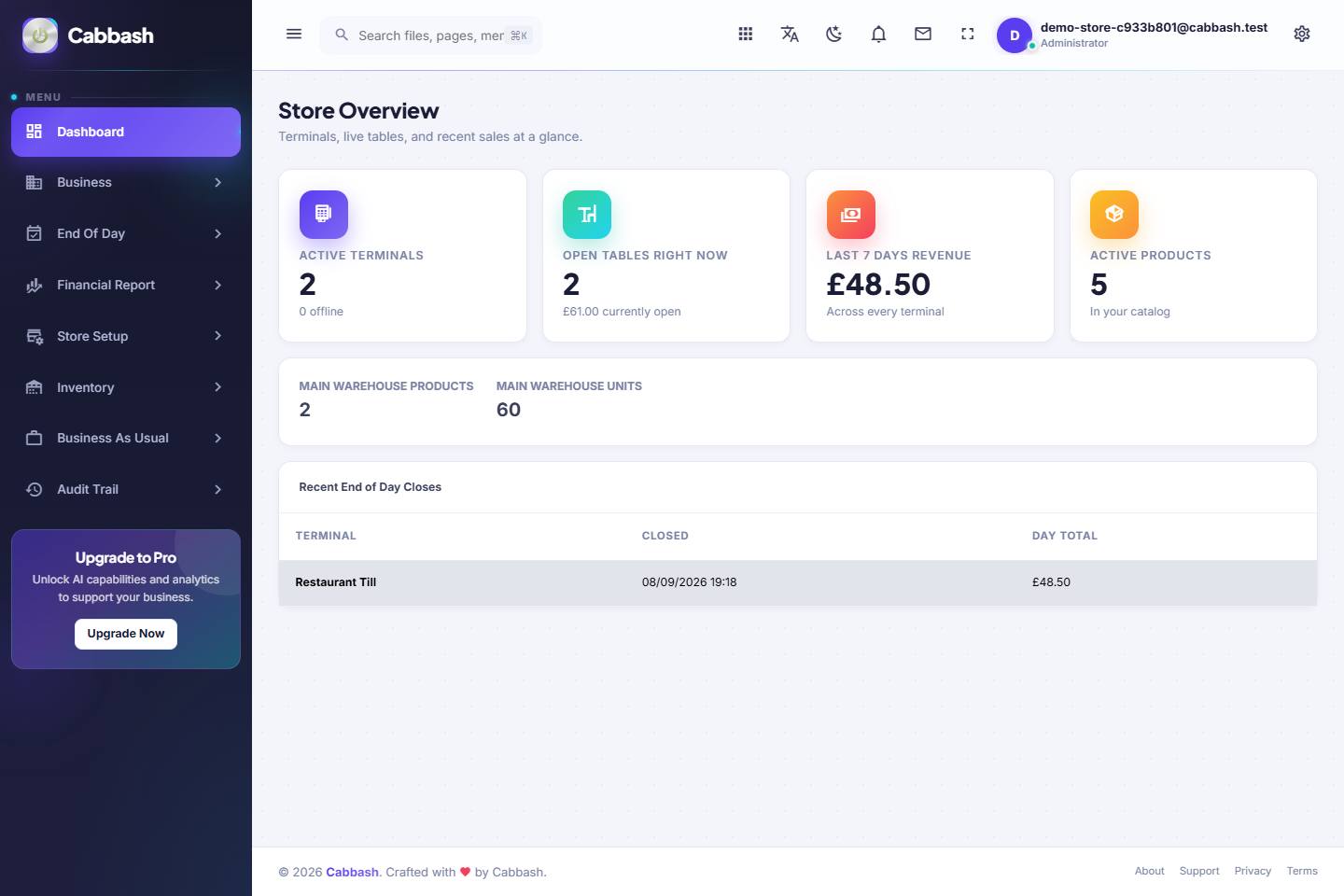 Store Dashboard screenshot