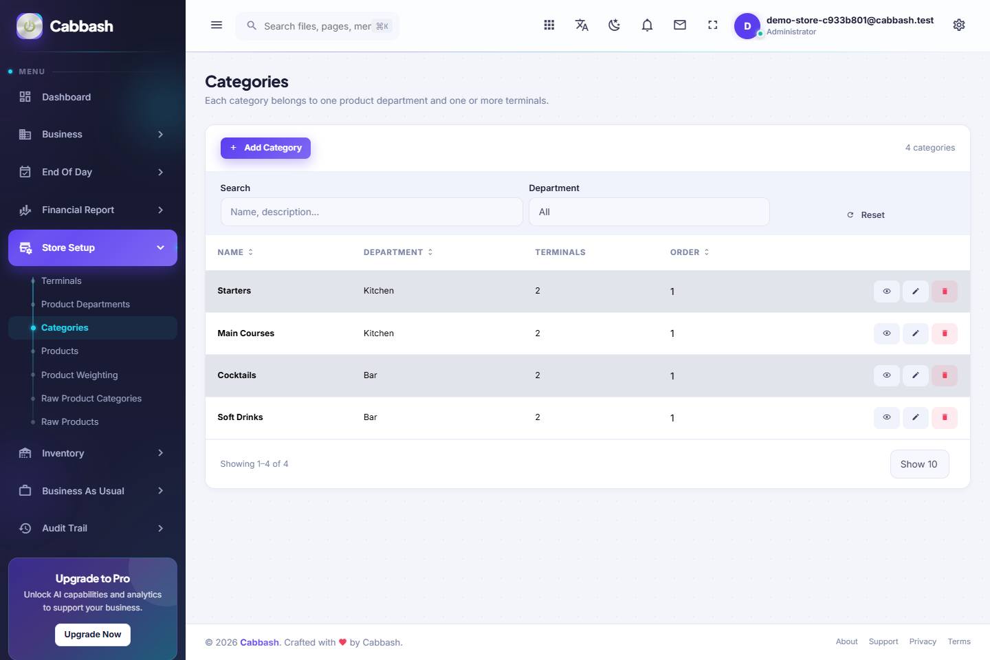 Categories screenshot