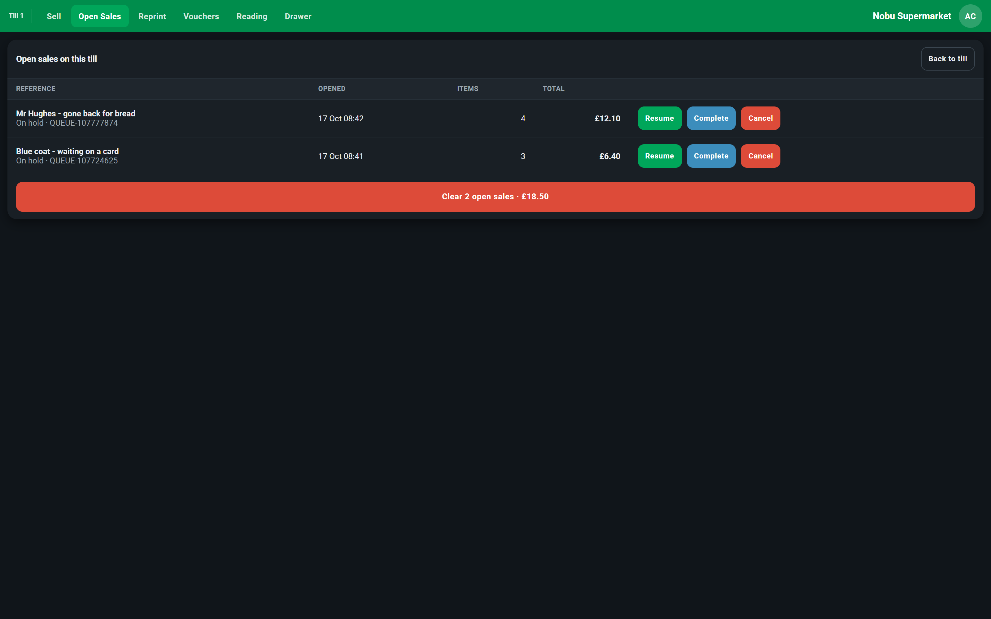 Held Sales screenshot